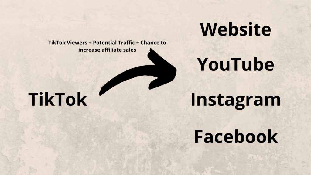 overview on how to drive traffic from TikTok to a website, YouTube, instagram and facebook